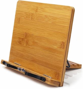 Bamboo Book Stand,wishacc Adjustable Book Holder